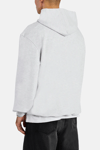 Kapşonlu Oversize Nakışlı Sweat-Gri