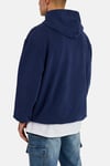 Kapşonlu Oversize Nakışlı Sweat-Lacivert
