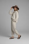 Keten Baggy Pantolon-Bej