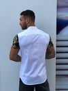 Kolları Gold Raglan HAkim Yaka  Gömlek S/S Beyaz