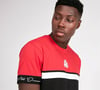 Kolları Lastikli Önü Şeritli T-shirt Siyah-Kırmızı