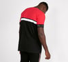 Kolları Lastikli Önü Şeritli T-shirt Siyah-Kırmızı