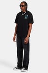 LETTER RHINESTONE OVERSIZED T-SHIRT-Siyah