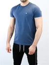 Logolu Basic T shirt İndigo Mavi