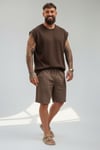 Merserize Kolsuz T-shirt-Kahve