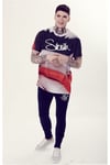 Multicolor Dalgalı T-Shirt Siyah-Kırmızı