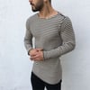 Omuz Fermuarlı Cizgili Sw Triko Krem-Haki