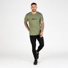 Omuzlar Yazılı  Şeritli TShirt Haki