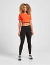 Omuzları Şeritli  Crop  BAsic T Shirt Turuncu