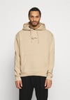 Önü Küçük Logolu Oversize Kapşonlu Sweat-Bej