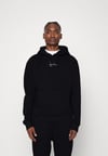 Önü Küçük Logolu Oversize Kapşonlu Sweat-Siyah