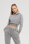 Oversize   Kısa Crop Sweat Gri
