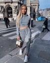 Oversize   Kısa Crop Sweat Gri