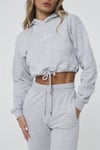 Oversize  Arkası Nakışlı Kapişonlu  Sweat Gri