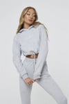Oversize  Arkası Nakışlı Kapişonlu  Sweat Gri