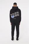 Oversize Arkası Nakışlı Kapişonlu  Sweat Siyah