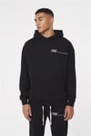 Oversize Arkası Nakışlı Kapişonlu  Sweat Siyah