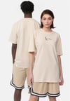Oversize Basic  Small Logo  T shirt-Krem