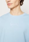 Oversize Basic  Small Logo  T shirt-Mavi Açık