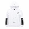 Oversize Baskılı  Sweat Hoodie Beyaz