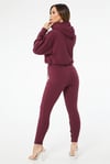 Oversize Cepli Kapişonlu Kısa Crop Sweat Bordo