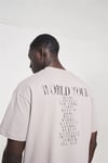 Oversize Deri Baskılı T shirt Bej