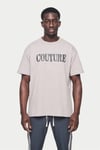 Oversize Deri Baskılı T shirt Bej