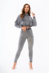 Oversize Fermuar Detaylı   Kısa Crop Sweat Antrasit