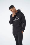 Oversize Göğüsü İmza Nakışlı Kapişonlu Sweat Siyah