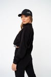 Oversize Havlu Kumaş  Kısa Crop Sweat Siyah