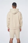 Oversize İmza Nakışlı  Kapişonlu  Sweat Bej