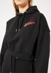 Oversize İmza Nakışlı Kısa Crop Sweat-Siyah-Kaplama