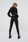 Oversize İmza Nakışlı logolu  Kısa Crop Sweat Siyah