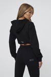Oversize İmza Nakışlı logolu  Kısa Crop Sweat Siyah