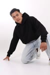 Oversize Kapşonlu Basic Sweat Siyah
