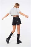 Oversize Kısa Crop T shirt Gri