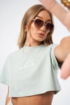 Oversize Kısa Crop T shirt Mint Yeşili