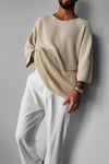 Oversize Long T-Shirt-Krem