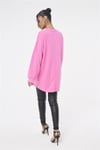 Oversize Önü Baskılı Crew  Sweat Pembe