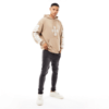 Oversize Önü Kolları Baskılı Baskılı Kapişonlu Sweat-Bej