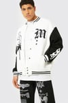 Oversize  Penye Çıtçıtlı  L A  Bomber Mont Sweat-Beyaz