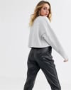 Oversize Special Kısa Crop  Sweat Gri Açık