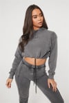 Oversize Yıkamalı Crop Sweat Antrasit