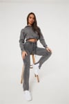 Oversize Yıkamalı Crop Sweat Antrasit