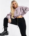 Oversize Yıkamalı Crop Sweat Gülkurusu