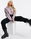 Oversize Yıkamalı Crop Sweat Gülkurusu