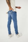 Paçası Fermuarlı Skinny Dizleri Biker  Eskitme Jean Mavi