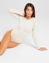 Penye  Kumaş Sweat Bodysuit Krem