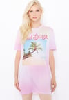 Plaj Baskılı Long T-Shirt Karısık Renkli