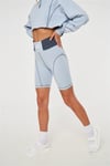 Polo Yaka Oversize Kısa Crop Sweat Mavi Açık